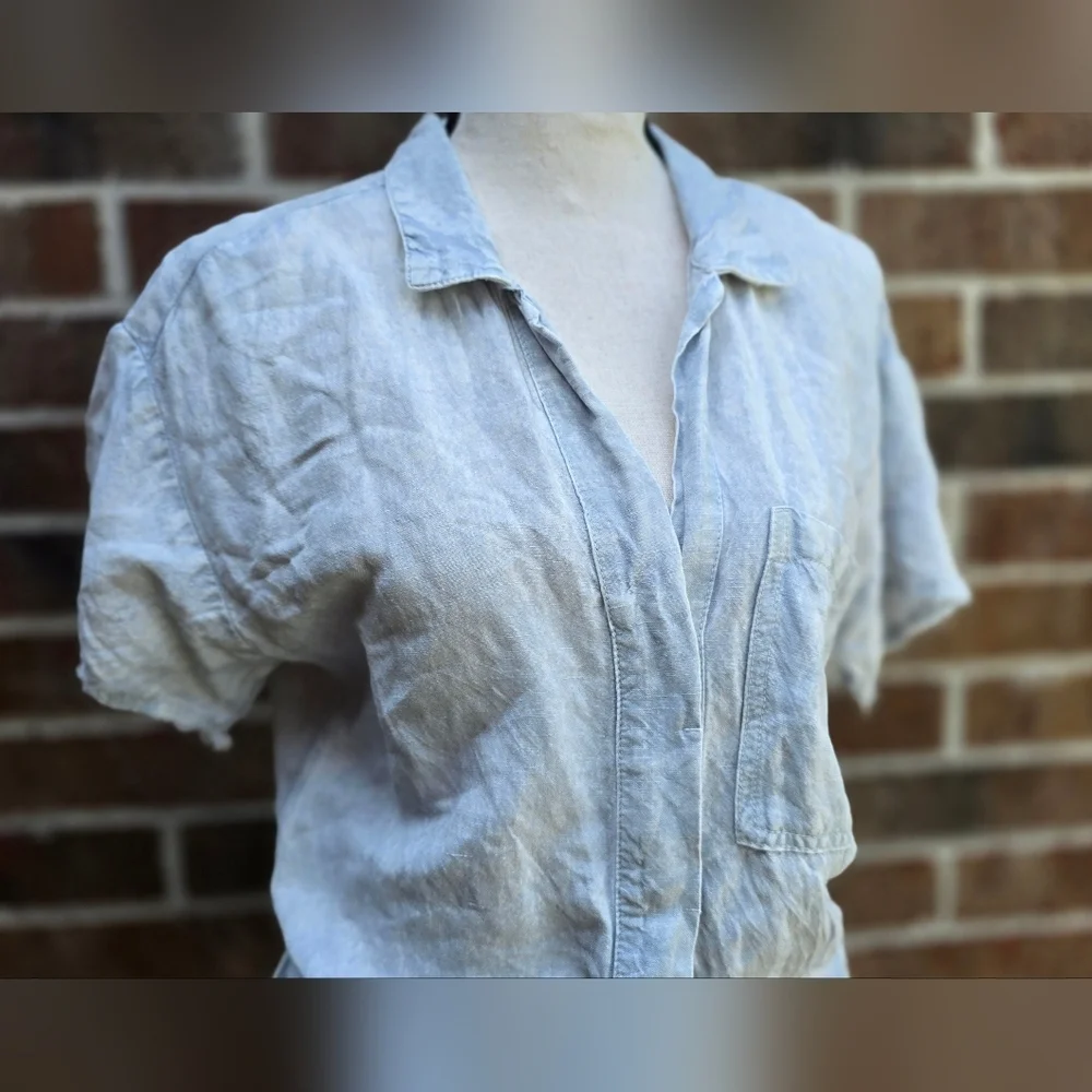 Young Fabulous & Broke Linen Blend Romper Cornflower Blue Size S